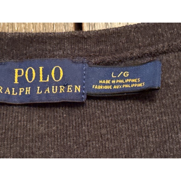 Polo Ralph‎ Lauren Womens Long Sleeve V Neck T Shirt Gray Pony Logo Size Large - Picture 3 of 5